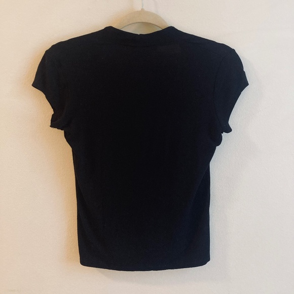 Black Normcore Scoop Neck Tee Shirt Size Petite S - Picture 3 of 6